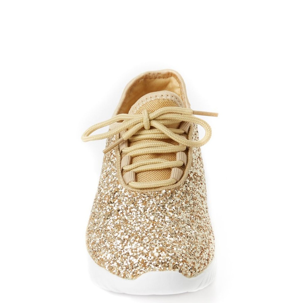 NEW🔥 Sparkling Gold Glitter Lace Up Light-Weight Gym Sneaker - Picture 4 of 4